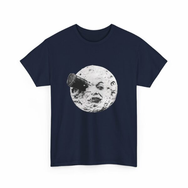 Jules Verne A Trip to the Moon Retro Sci-Fi Classic, Rocket in the Eye Vintage Design Unisex Heavy Cotton Tee - Image 3