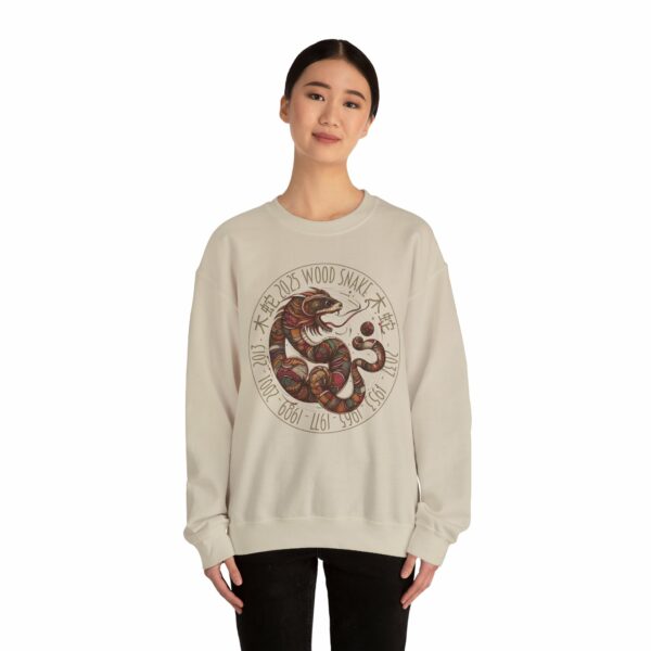 Year of The Snake 2025 Wood Snake Stylized Chinese Traditional Zodiac Astrologic Sign 蛇年 木蛇 Design Unisex Heavy Blend™ Crewneck Sweatshirt - Image 5