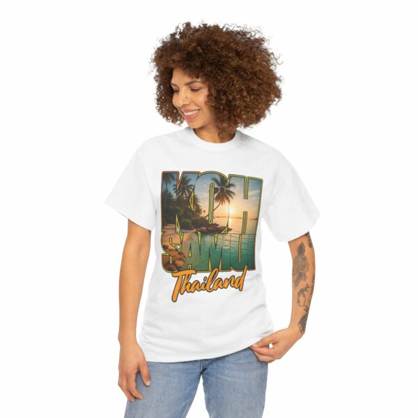 Koh Samui Thailand Summer Beach Palms Seaside Sunset Travel Vacation Design Unisex Heavy Cotton Tee - Image 5