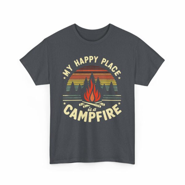 My Happy Place is a Campfire - Outdoors Hiking Camping lovers retro striped sunset vintage design Unisex Heavy Cotton Tee - Image 11