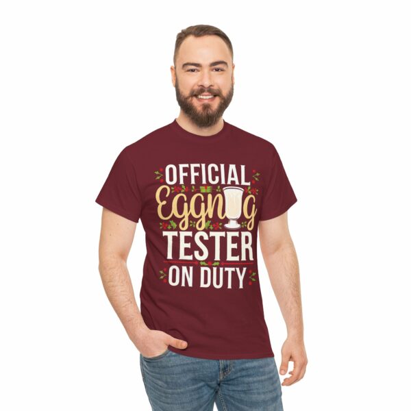 Official Eggnog Tester On Duty - Funny Christmas Eve Winter Holiday Party Design Unisex Heavy Cotton Tee - Image 9