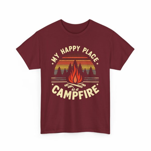 My Happy Place is a Campfire - Outdoors Hiking Camping lovers retro striped sunset vintage design Unisex Heavy Cotton Tee - Image 17