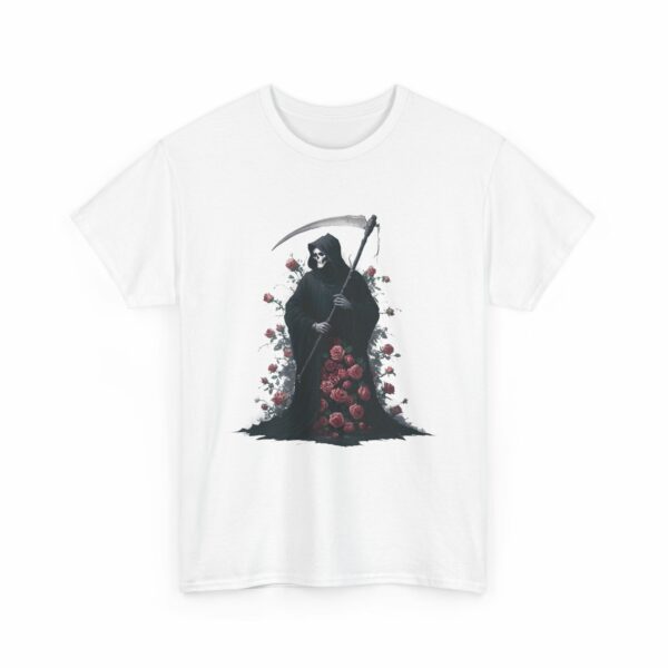 Halloween Roses The Macabre Gift of the Grim Reaper Design Unisex Heavy Cotton Tee - Image 4