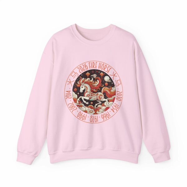 Year of The Horse 2026 Fire Horse Stylized Chinese Traditional Zodiac Astrologic Sign 马年 火马 Design Unisex Heavy Blend™ Crewneck Sweatshirt - Image 10