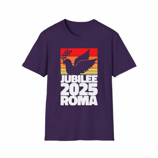 Jubilee 2025 Roma Peace Dove Olive Branch Striped Sunrise Holy Faith Year Unisex Softstyle T-Shirt - Image 4