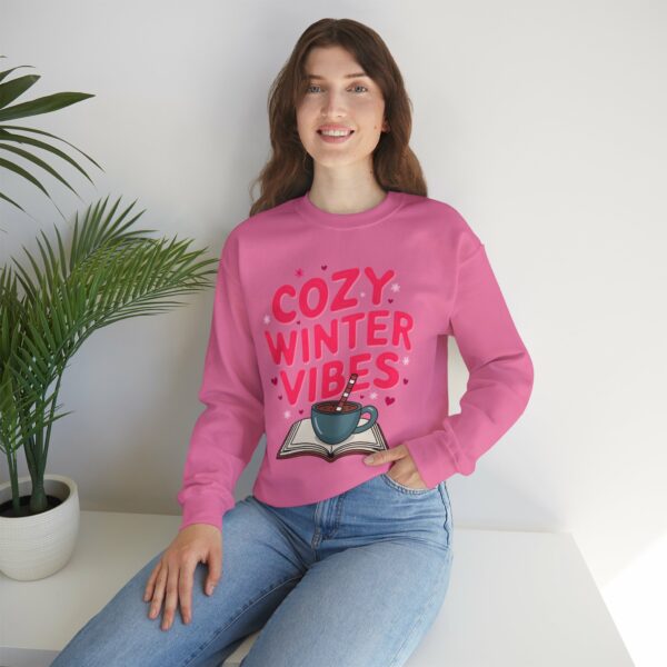 Cozy Winter Vibes with Cocoa and Books Mindful Relax Lovers Design Unisex Heavy Blend™ Crewneck Sweatshirt - Image 44