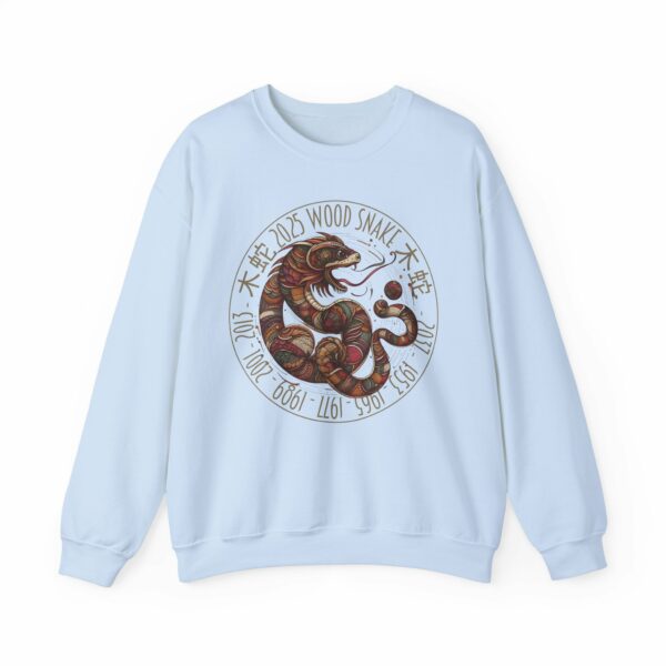 Year of The Snake 2025 Wood Snake Stylized Chinese Traditional Zodiac Astrologic Sign 蛇年 木蛇 Design Unisex Heavy Blend™ Crewneck Sweatshirt - Image 7