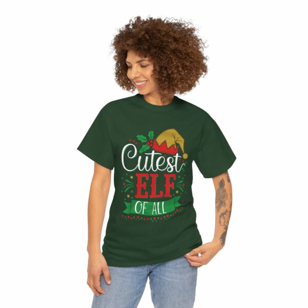 Cutest Elf of All Holiday Design Red & Green Christmas Festive Humor Unisex Heavy Cotton Tee - Image 5