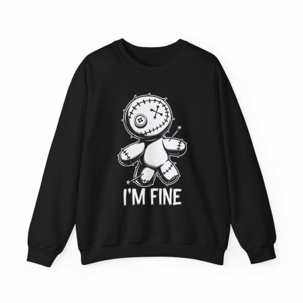 I'm Fine Voodoo Doll - Ragdoll Macabre Humor Gothic Design Unisex Unisex Heavy Blend™ Crewneck Sweatshirt