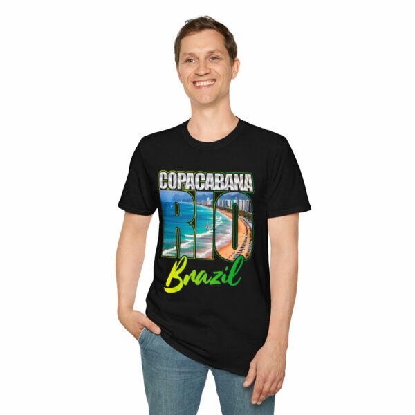 Praia Copacabana Beach Rio de Janeiro Brazil Summer Sea Travel Unisex Softstyle T-Shirt - Image 3