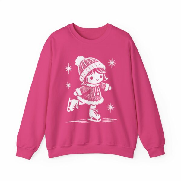 Adorable Crayon Ice Skating Girl Kid-Style Naive Winter Art Unisex Heavy Blend™ Crewneck Sweatshirt