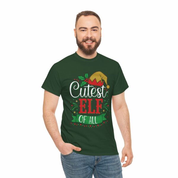 Cutest Elf of All Holiday Design Red & Green Christmas Festive Humor Unisex Heavy Cotton Tee - Image 6