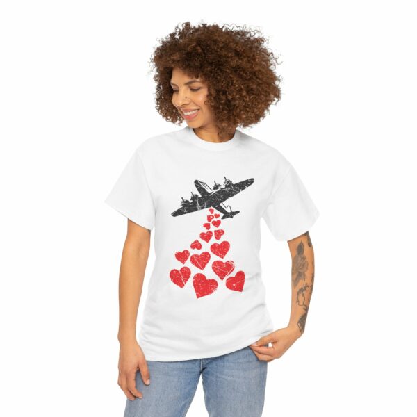 Hearts in Flight: Love Bombs Painting the Sky Unisex Heavy Cotton Tee - Image 19