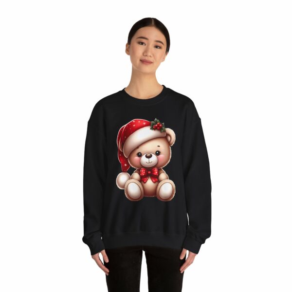 Merry Christmas Cute Teddy Bear in Santa Hat and Papillon Bow Tie Happy Animal Design Unisex Heavy Blend™ Crewneck Sweatshirt - Image 6