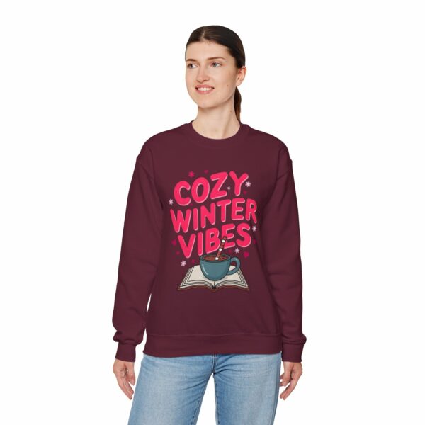 Cozy Winter Vibes with Cocoa and Books Mindful Relax Lovers Design Unisex Heavy Blend™ Crewneck Sweatshirt - Image 8