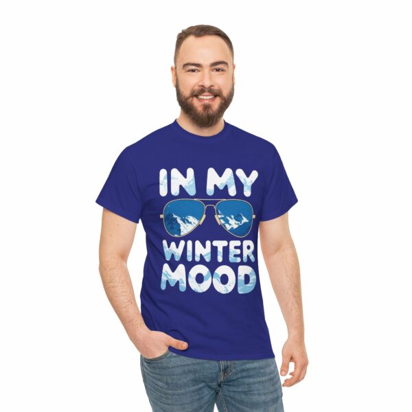 In my Winter Mood Nature Outdoor Lover Sunglasses Letter Art Mountain Adventure Design Unisex Heavy Cotton Tee - Image 3