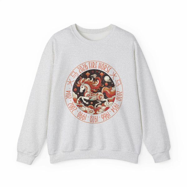 Year of The Horse 2026 Fire Horse Stylized Chinese Traditional Zodiac Astrologic Sign 马年 火马 Design Unisex Heavy Blend™ Crewneck Sweatshirt