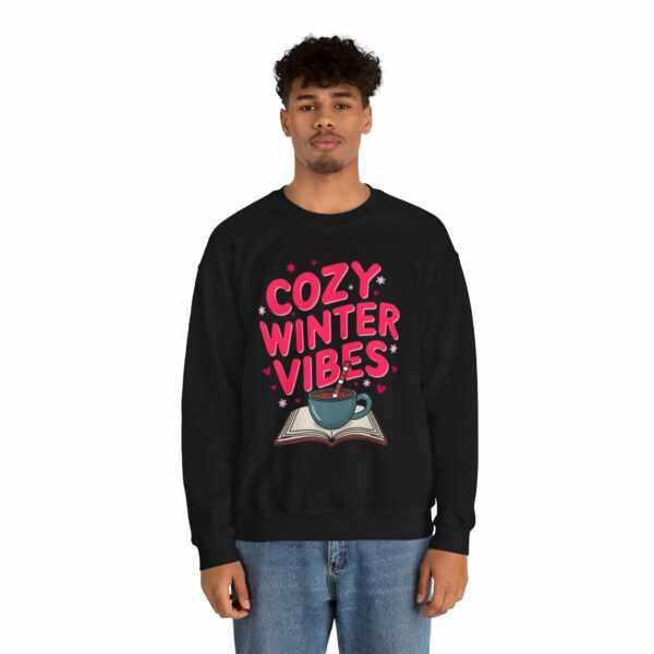 Cozy Winter Vibes with Cocoa and Books Mindful Relax Lovers Design Unisex Heavy Blend™ Crewneck Sweatshirt - Image 16