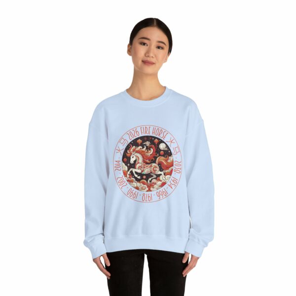 Year of The Horse 2026 Fire Horse Stylized Chinese Traditional Zodiac Astrologic Sign 马年 火马 Design Unisex Heavy Blend™ Crewneck Sweatshirt - Image 8