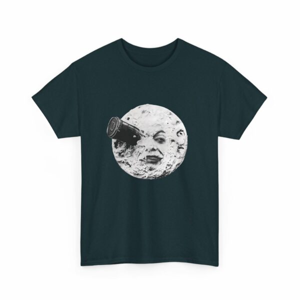 Jules Verne A Trip to the Moon Retro Sci-Fi Classic, Rocket in the Eye Vintage Design Unisex Heavy Cotton Tee - Image 4