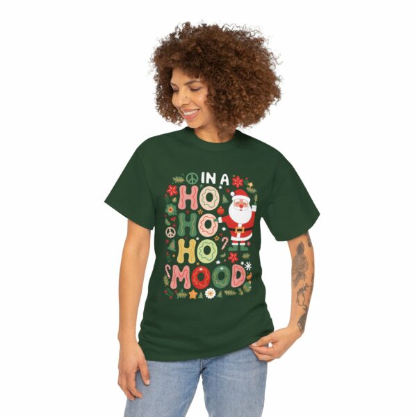 In A Ho Ho Ho Mood Santa Claus Christmas Naive Letter Art Funny Winter Holiday Design Unisex Heavy Cotton Tee - Image 5