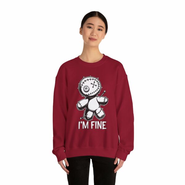 I'm Fine Voodoo Doll - Ragdoll Macabre Humor Gothic Design Unisex Unisex Heavy Blend™ Crewneck Sweatshirt - Image 12