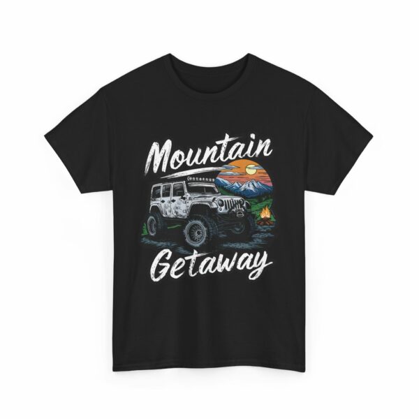 Mountain Getaway Autumn WInter Outdoor Offroad Hiking Camping Campfire Sunset Design Unisex Heavy Cotton Tee