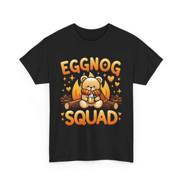 Eggnog Squad Cute Christmas Winter Holiday Bear Cozy Camp Fire Happy Animal Design Unisex Heavy Cotton Tee