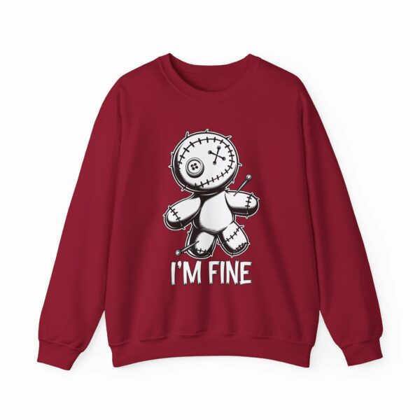 I'm Fine Voodoo Doll - Ragdoll Macabre Humor Gothic Design Unisex Unisex Heavy Blend™ Crewneck Sweatshirt - Image 11