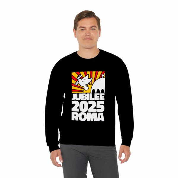 Jubilee 2025 Roma Vatican Peace Dove Red Yellow Sunrise Design Unisex Heavy Blend™ Crewneck Sweatshirt - Image 4