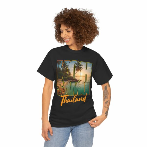 Koh Samui Thailand Summer Beach Palms Seaside Sunset Travel Vacation Design Unisex Heavy Cotton Tee - Image 8