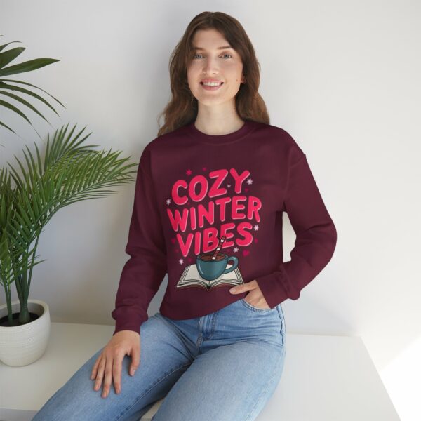 Cozy Winter Vibes with Cocoa and Books Mindful Relax Lovers Design Unisex Heavy Blend™ Crewneck Sweatshirt - Image 11