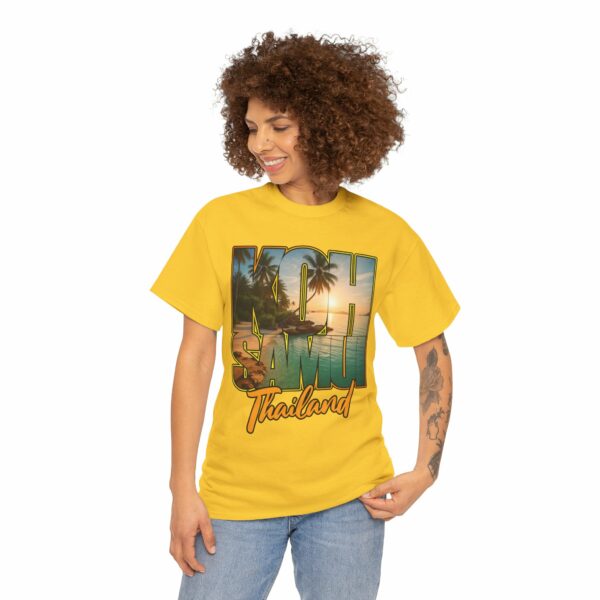 Koh Samui Thailand Summer Beach Palms Seaside Sunset Travel Vacation Design Unisex Heavy Cotton Tee - Image 2