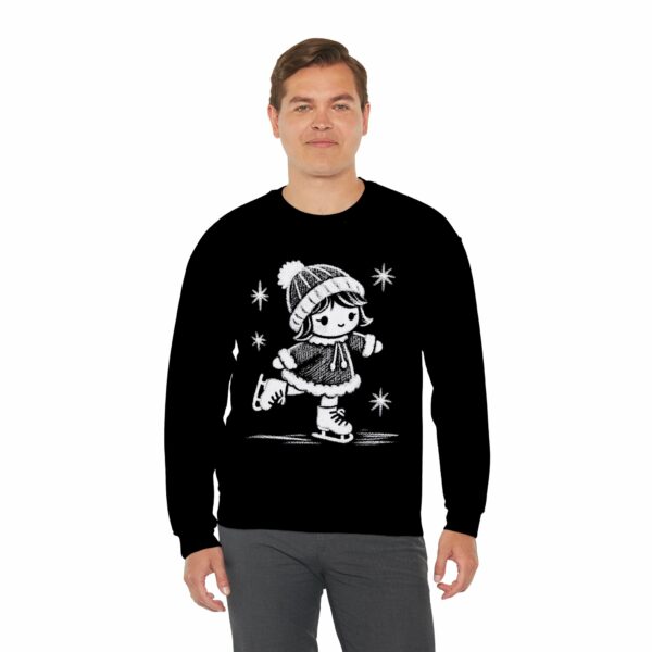 Adorable Crayon Ice Skating Girl Kid-Style Naive Winter Art Unisex Heavy Blend™ Crewneck Sweatshirt - Image 7