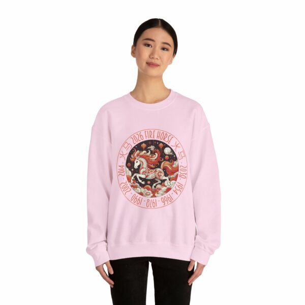 Year of The Horse 2026 Fire Horse Stylized Chinese Traditional Zodiac Astrologic Sign 马年 火马 Design Unisex Heavy Blend™ Crewneck Sweatshirt - Image 11