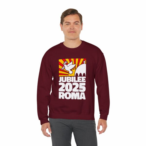 Jubilee 2025 Roma Vatican Peace Dove Red Yellow Sunrise Design Unisex Heavy Blend™ Crewneck Sweatshirt - Image 13