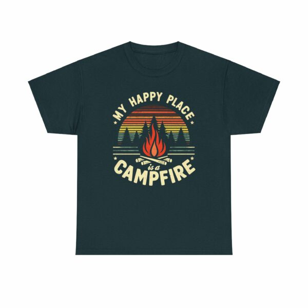 My Happy Place is a Campfire - Outdoors Hiking Camping lovers retro striped sunset vintage design Unisex Heavy Cotton Tee - Image 8