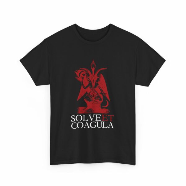 Solve et Coagula Baphomet Ancient Pagan Alchemy Transformation Motto Red White Design Unisex Heavy Cotton Tee