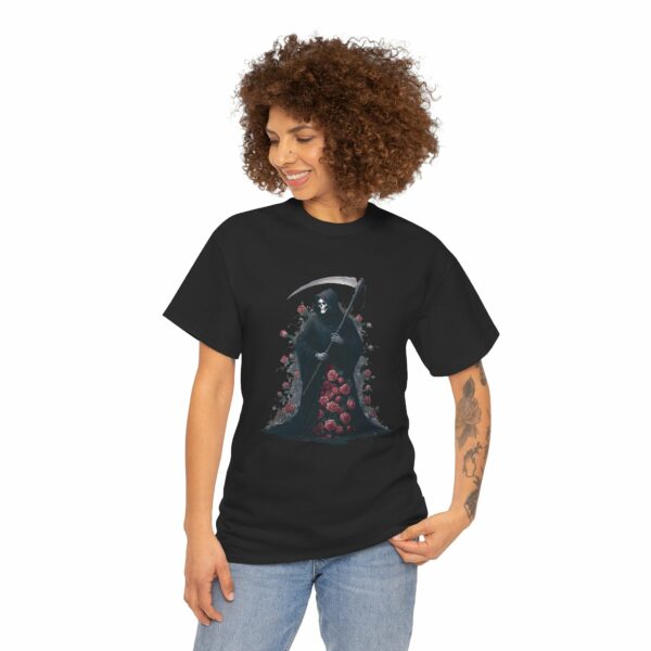 Halloween Roses The Macabre Gift of the Grim Reaper Design Unisex Heavy Cotton Tee - Image 8