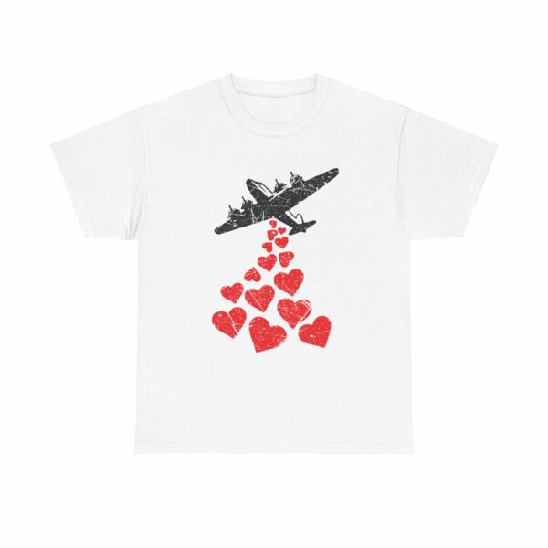 Hearts in Flight: Love Bombs Painting the Sky Unisex Heavy Cotton Tee - Image 2