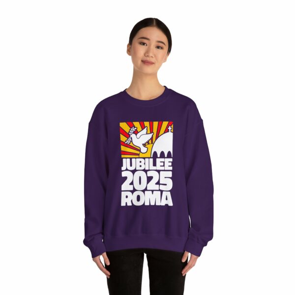 Jubilee 2025 Roma Vatican Peace Dove Red Yellow Sunrise Design Unisex Heavy Blend™ Crewneck Sweatshirt - Image 9