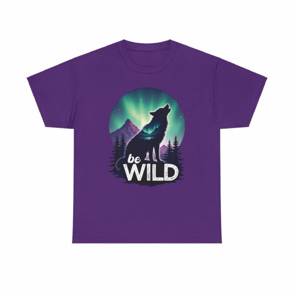 Be Wild – Wilderness Aurora Howling Wolf Mountain Design Unisex Heavy Cotton Tee - Image 21