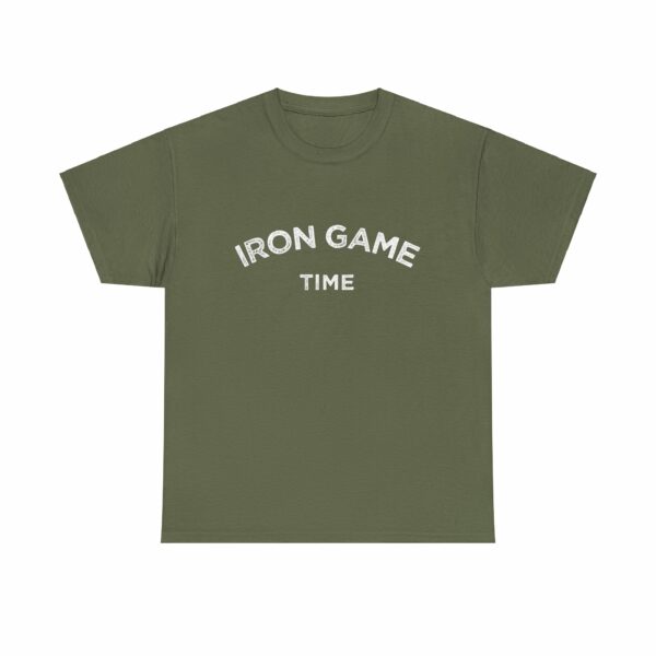 Iron Game Time Motivational Distressed Powerlifting Bodybuilding Letter Art Design Unisex Heavy Cotton Tee - Image 7