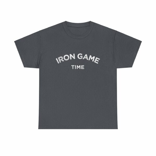 Iron Game Time Motivational Distressed Powerlifting Bodybuilding Letter Art Design Unisex Heavy Cotton Tee - Image 9