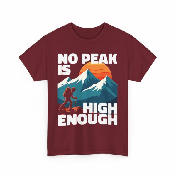 No Peak is High Enough Mountain Nature Lover Sunset Climbing Design Unisex Heavy Cotton Tee - Image 8