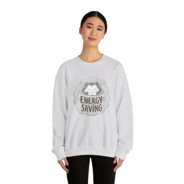 Energy Saving Cute Sleeping Kitten on a Fluffy Cloud Cat Lovers Design Unisex Heavy Blend™ Crewneck Sweatshirt - Image 2