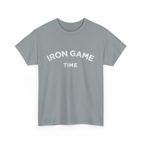 Iron Game Time Motivational Distressed Powerlifting Bodybuilding Letter Art Design Unisex Heavy Cotton Tee - Image 6