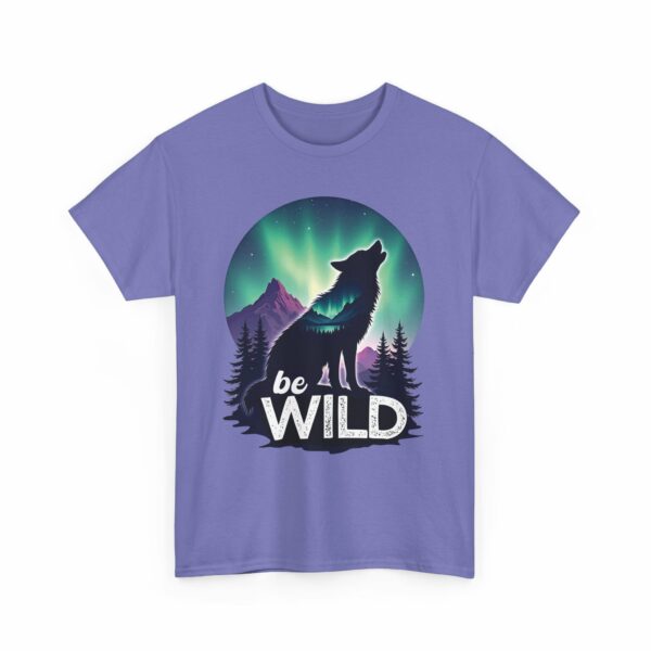 Be Wild – Wilderness Aurora Howling Wolf Mountain Design Unisex Heavy Cotton Tee - Image 18