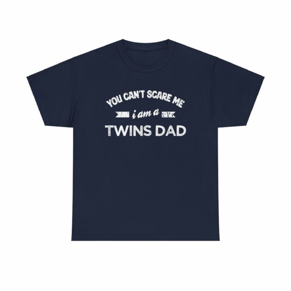 Bold Distressed 'Twins Dad' Empowerment Letter Art Design for Dads Unisex Heavy Cotton Tee - Image 3