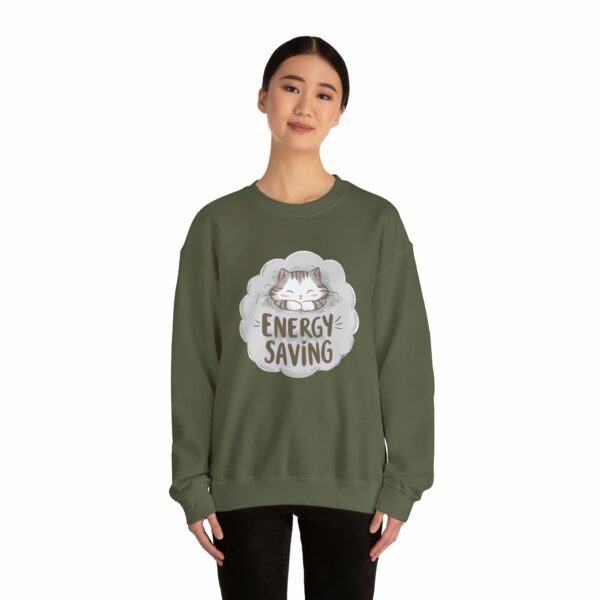 Energy Saving Cute Sleeping Kitten on a Fluffy Cloud Cat Lovers Design Unisex Heavy Blend™ Crewneck Sweatshirt - Image 6